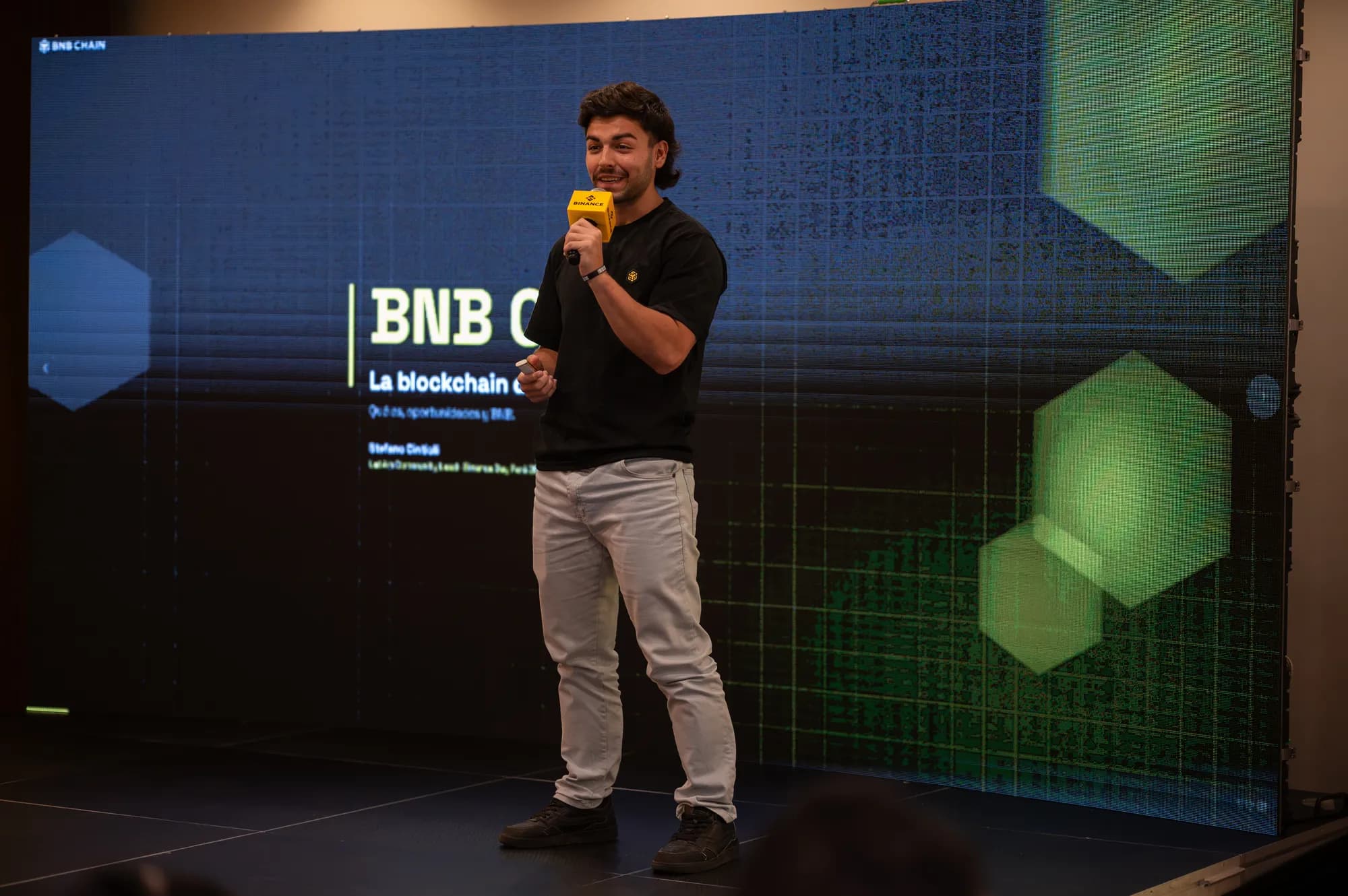 Stefano Cintioli on stage at Binance Day Perú, Lima, May 2026